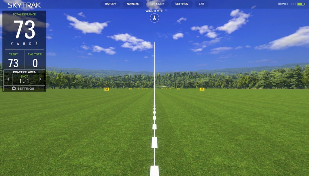 Screenshot from the SkyTrak software driving range